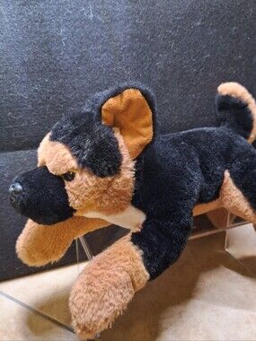 FAO Schwarz German Shepherd Plush Puppy Dog Stuffed Animal Black & Brown 12"
